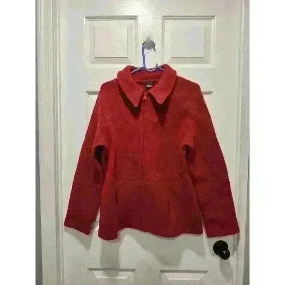 Sarah Spencer Burgundy 100% Wool Zip‎ Up Jacket Size Women’s Medium - Picture 1 of 9
